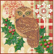 Bead Embroidery Pattern on Art Canvas "Owl and holly"