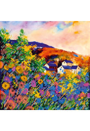 Bead Embroidery Pattern on Art Canvas "On the sunset"