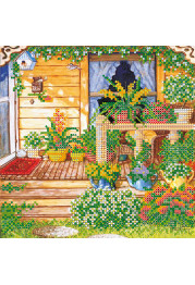 Bead Embroidery Pattern on Art Canvas "Summer terrase"