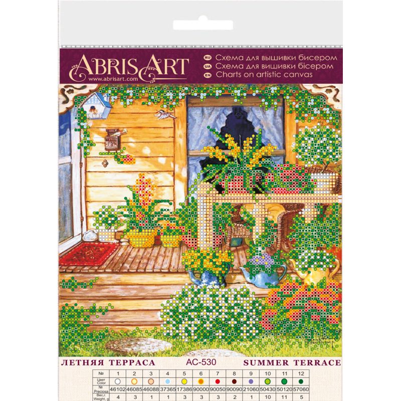 Bead Embroidery Pattern on Art Canvas "Summer terrase"