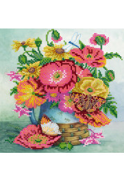 Bead Embroidery Pattern on Art Canvas "Red poppies"
