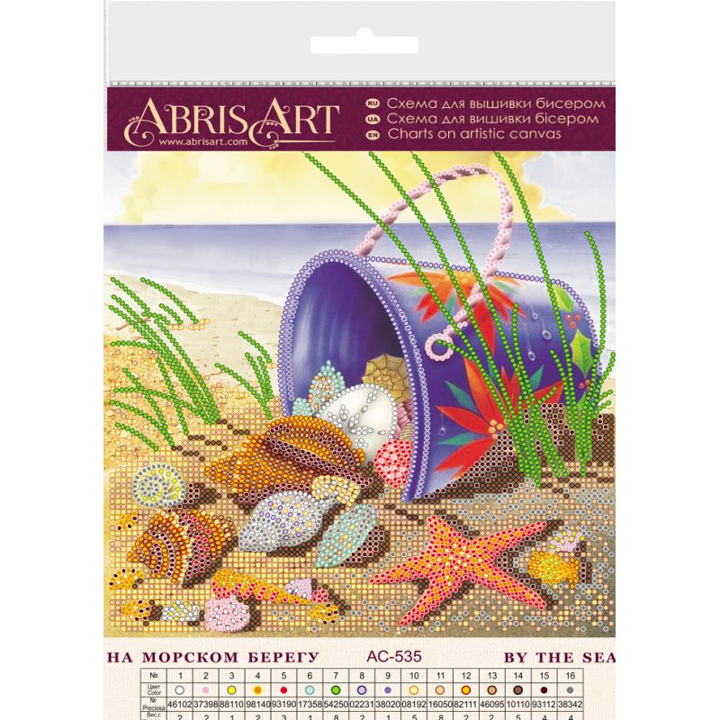 Bead Embroidery Pattern on Art Canvas "By the sea"