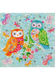 Bead Embroidery Pattern on Art Canvas "Owls are friends"