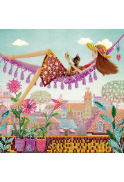Bead Embroidery Pattern on Art Canvas "Overlooking the roofs"