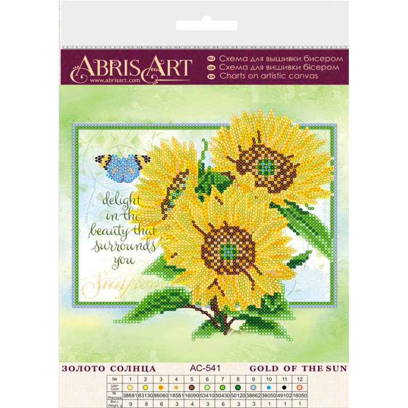 Bead Embroidery Pattern on Art Canvas "Gold of the Sun"