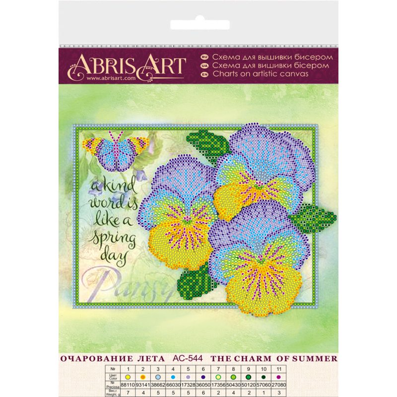 Bead Embroidery Pattern on Art Canvas "The charm of summer"