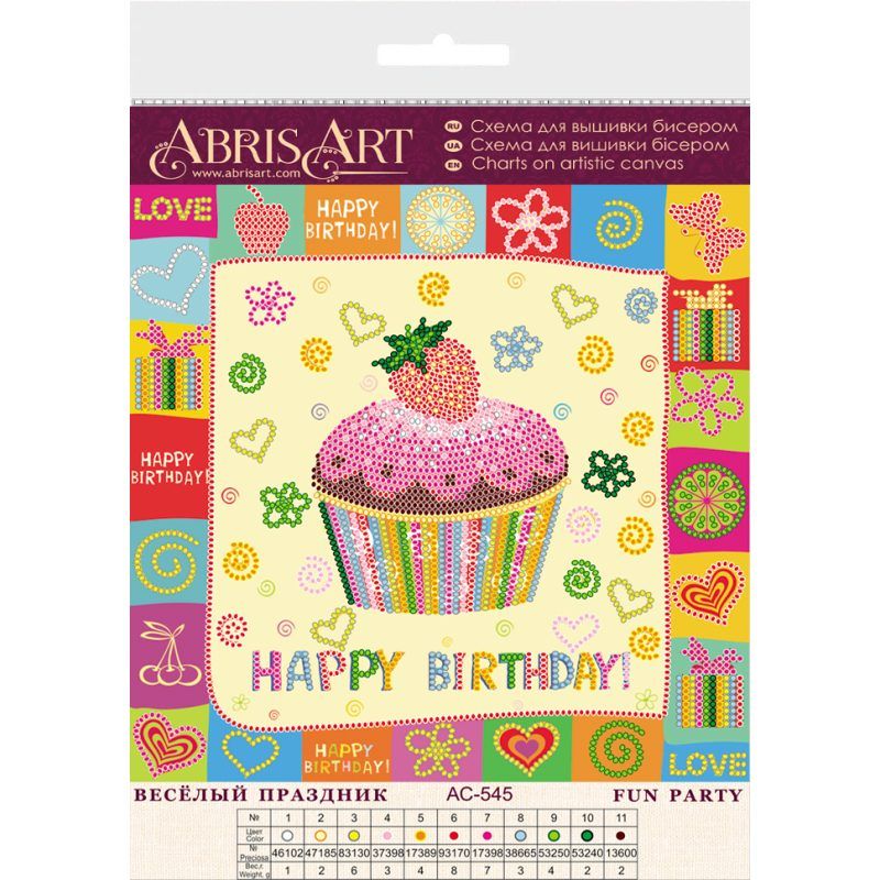 Bead Embroidery Pattern on Art Canvas "Fun party"