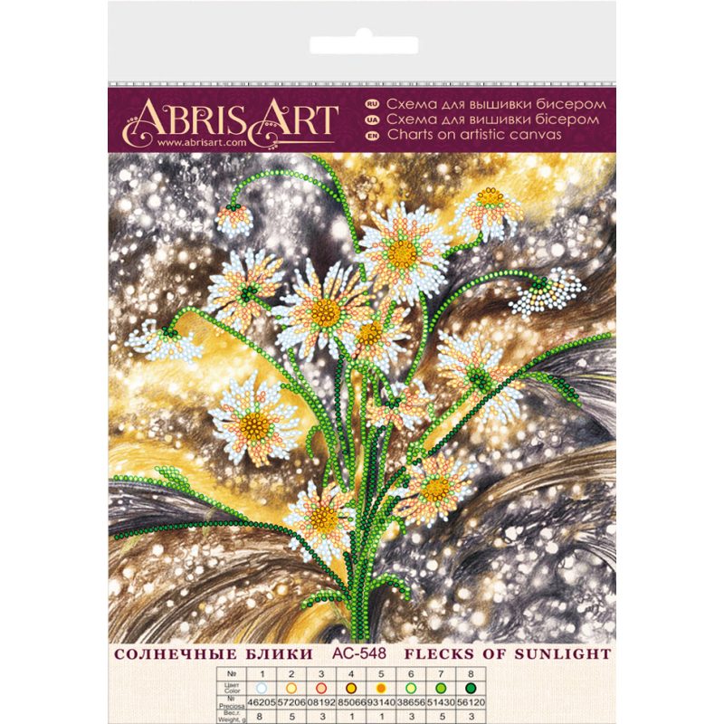 Bead Embroidery Pattern on Art Canvas "Flecks of sunlight"