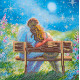 Bead Embroidery Pattern on Art Canvas "Evening date"