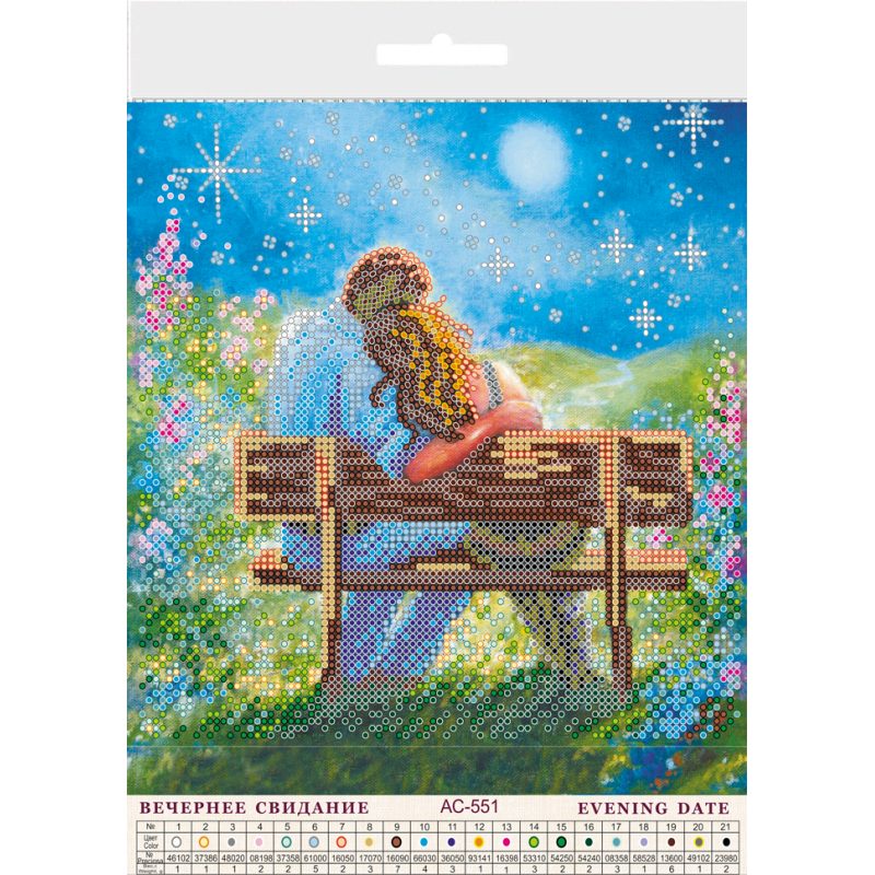 Bead Embroidery Pattern on Art Canvas "Evening date"