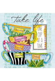 Bead Embroidery Pattern on Art Canvas "Coffee break"