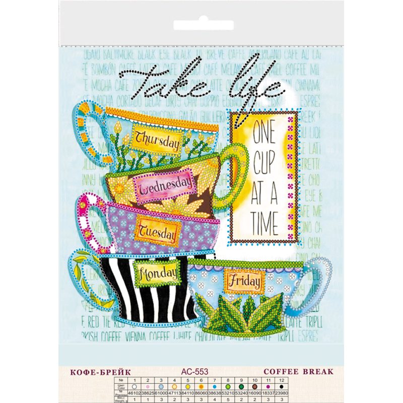 Bead Embroidery Pattern on Art Canvas "Coffee break"
