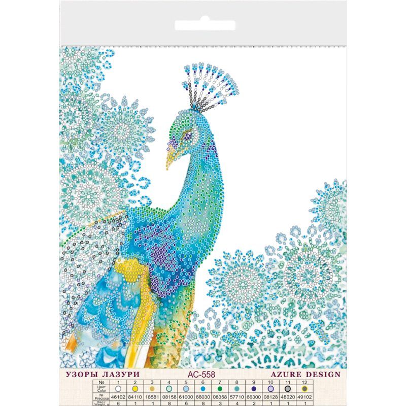 Bead Embroidery Pattern on Art Canvas "Azure design"