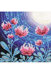Bead Embroidery Pattern on Art Canvas "Flowers under the moon"