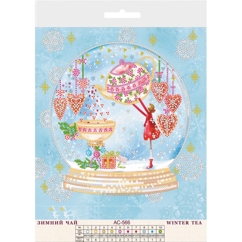 Bead Embroidery Pattern on Art Canvas "Winter tea"