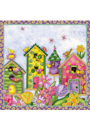 Bead Embroidery Pattern on Art Canvas "Friendly neighbors"