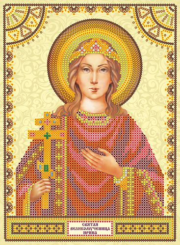 Icon Bead Embroidery Pattern on Art Canvas "St. Irene"