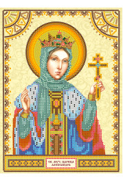 Icon Bead Embroidery Pattern on Art Canvas "St. Alexandra"