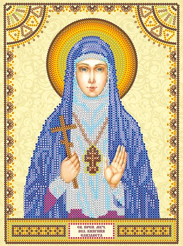 Icon Bead Embroidery Pattern on Art Canvas "St. Elizabeth"