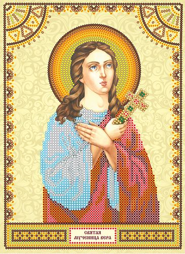 Icon Bead Embroidery Pattern on Art Canvas "St. Vera"