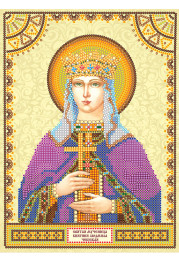 Icon Bead Embroidery Pattern on Art Canvas "St. Ludmila"