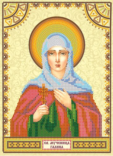 Icon Bead Embroidery Pattern on Art Canvas "St. Galina"