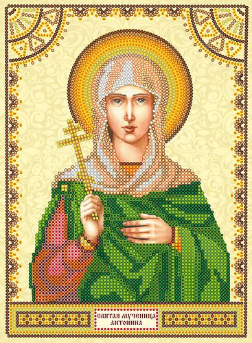 Icon Bead Embroidery Pattern on Art Canvas "Святая Антонина"