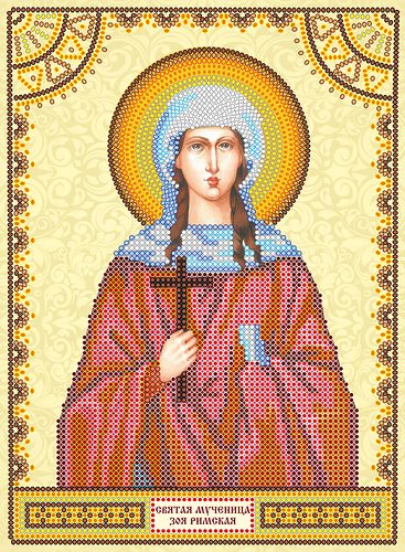 Icon Bead Embroidery Pattern on Art Canvas "St. Zoe"