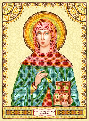 Icon Bead Embroidery Pattern on Art Canvas "St. Zinaida"