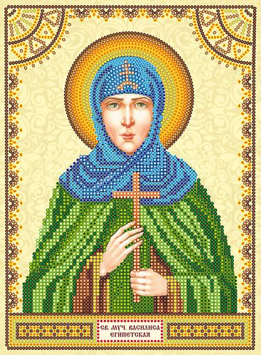 Icon Bead Embroidery Pattern on Art Canvas "St. Vasilisa"