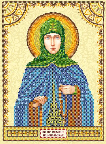 Icon Bead Embroidery Pattern on Art Canvas "St. Eudocia"