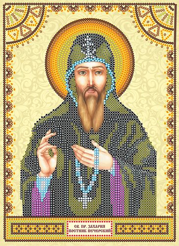 Icon Bead Embroidery Pattern on Art Canvas "St. Zacharias"