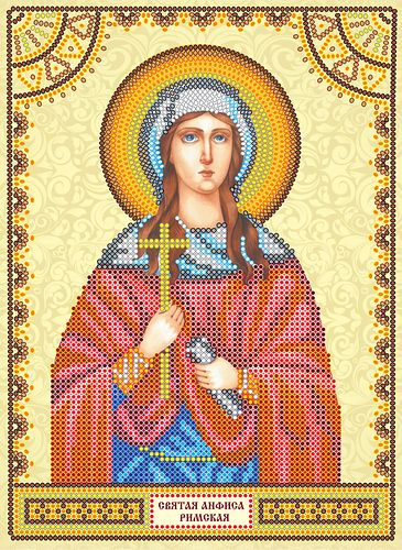 Icon Bead Embroidery Pattern on Art Canvas "St.Anfisa"