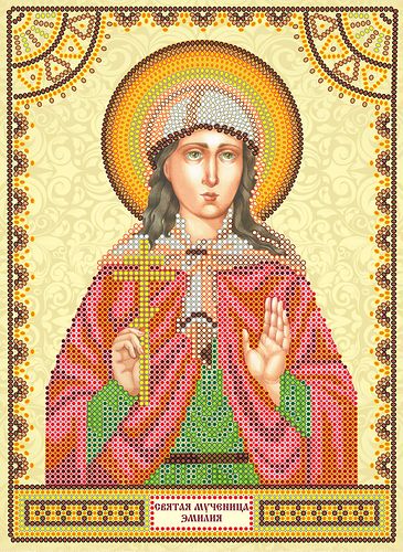 Icon Bead Embroidery Pattern on Art Canvas "St. Emily"