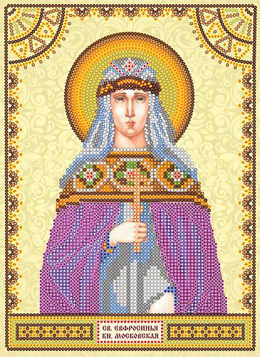 Icon Bead Embroidery Pattern on Art Canvas "St. Euphrosyne"