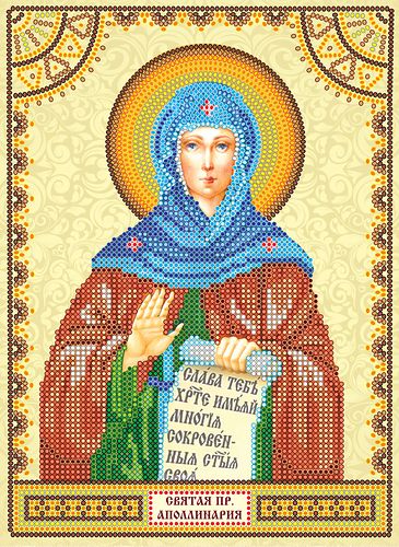 Icon Bead Embroidery Pattern on Art Canvas "St. Pauline"