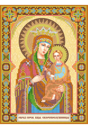 Icon Bead Embroidery Pattern on Art Canvas "Icon of the Mother of God “The Quick to Hearken”"