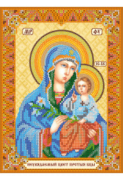 Icon Bead Embroidery Pattern on Art Canvas "Icon of the Mother of God «The Unfading Blossom»"
