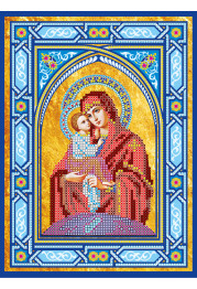 Icon Bead Embroidery Pattern on Art Canvas "Our Lady Pochaev"
