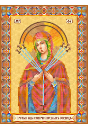 Icon Bead Embroidery Pattern on Art Canvas "Icon of the Mother of «Seven Arrows»"