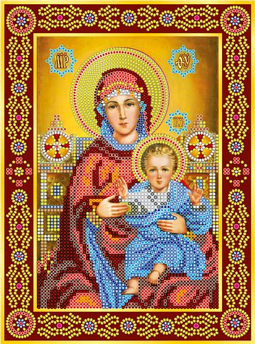 Icon Bead Embroidery Pattern on Art Canvas "Wedding Icon – The Holy Mother of God"