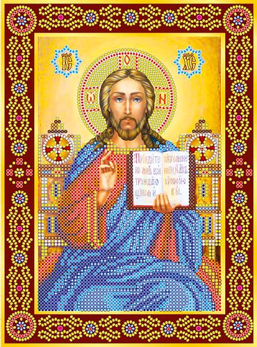 Icon Bead Embroidery Pattern on Art Canvas "Wedding Icon – The Lord God Almighty"