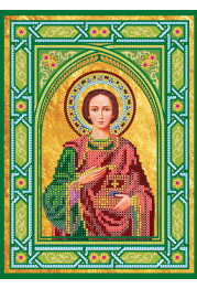Icon Bead Embroidery Pattern on Art Canvas "Icon St. Panteleimon"
