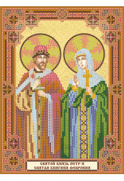 Icon Bead Embroidery Pattern on Art Canvas "Icons "St.Petr the Prince and St.Fevronia the Princess""