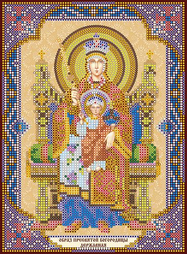 Схема для вишивання бісером на натуральному художньому холсті Ікона "Богородиця «Державна»"