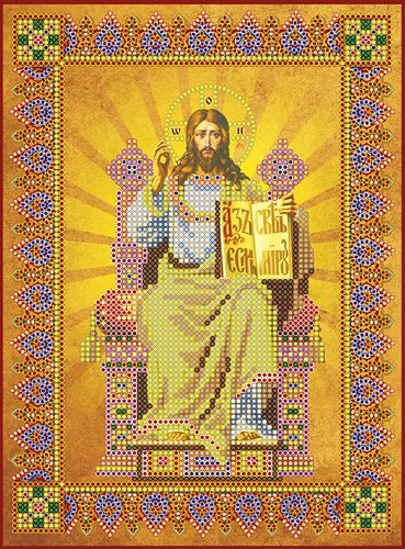 Схема для вишивання бісером на натуральному художньому холсті  Ікона "Господь Вседержитель"