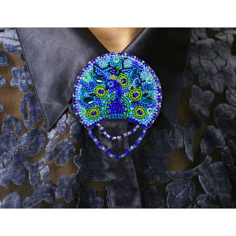 Christmas Ornament Bead Embroidery Kit "Peacock"