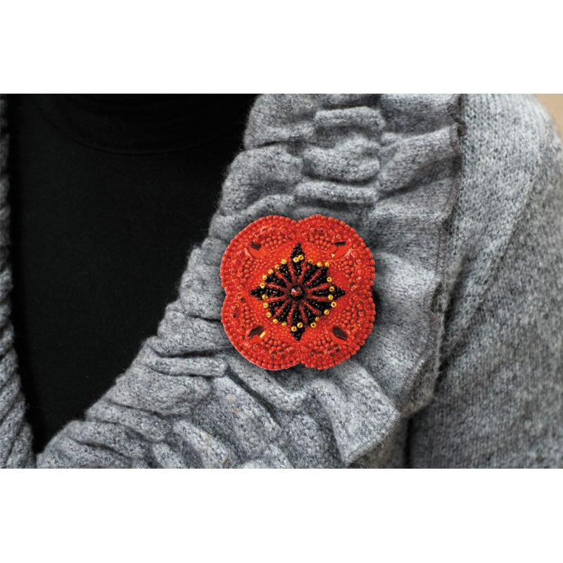 Christmas Ornament Bead Embroidery Kit "Poppy"