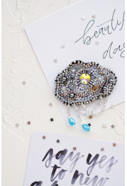 Christmas Ornament Bead Embroidery Kit "Silver threads"