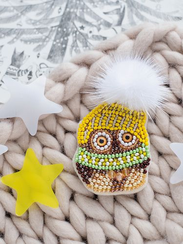 Набір для вишивання бісером прикраси на художньому полотні "Совеня Кузя"